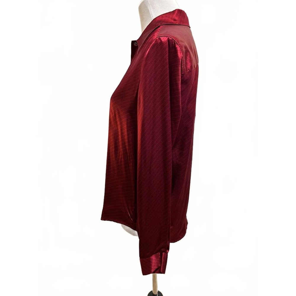 City Silk Red Silk Blouse‎ Evening Party Classic Modern Professional Business - Picture 5 of 6